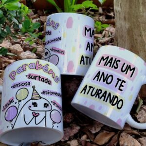 Caneca flork parabéns - Mais um ano te aturando